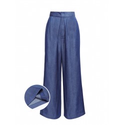 Blue  High Waist Wide Leg Pants