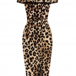  Off-shoulder Leopard Pencil Dress