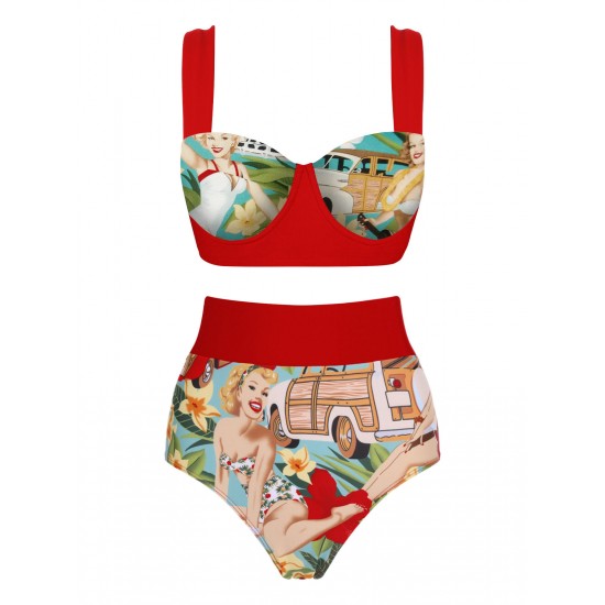 3PCS  Red  Lady Bikini Set