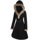  Solid Buckle Fur Trimmed Coat