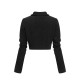 Black  Textured Knitted Crop Jacket