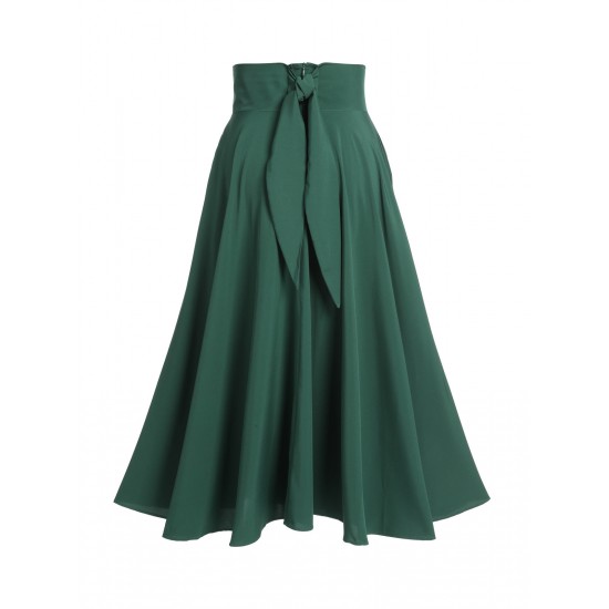 Green  Solid Vintage Skirt