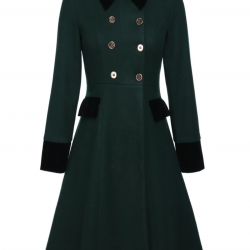 Dark Green  Solid Button Coat