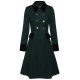 Dark Green  Solid Button Coat