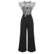 Black  Mesh Bow-knot Patchwork Jumpsuit