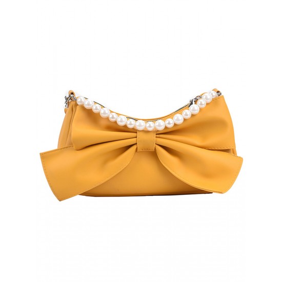  Bowknot Pearl Solid Underarm Bag