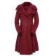 Wine Red  Solid Button Coat