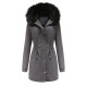  Solid Zipper Fur Trimmed Coat