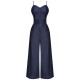 Navy Blue  Cowboy Solid Strap Jumpsuit