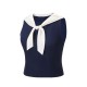 Navy Blue  Solid Sailor Collar Blouse