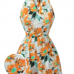 Orange  Painted Sunflower V-Neck Romper