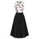 2PCS  White Roses Top & Black Skirt