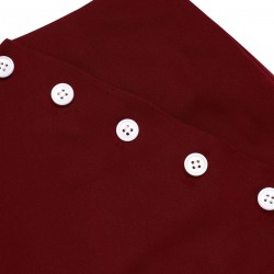 2PCS  Red Polka Dot Blouse & Burgundy Pants