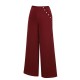 Red  Burgundy Button Wide leg Pants