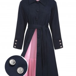 Pre-Sale Dark Blue  Solid Belted Coat