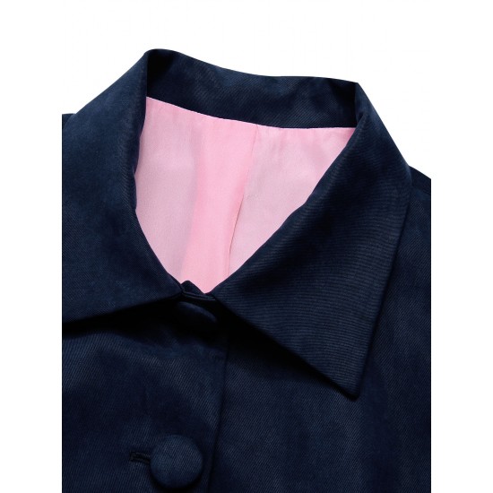 Pre-Sale Dark Blue  Solid Belted Coat