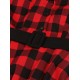 Plus Size Red & Black  Plaid Lapel Dress With Belt