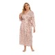 Plus Size  Leopard Wrap Lace-Up Pajama Robe