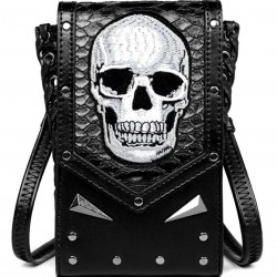 Black Halloween Embroidered Skull Bag