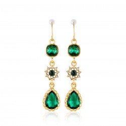 Vintage Green Gemstone Emerald Dangle Earrings