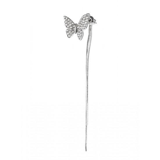 Butterfly Diamond Pearl Asymmetric Earrings