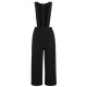 Black  Solid Suspender Pants