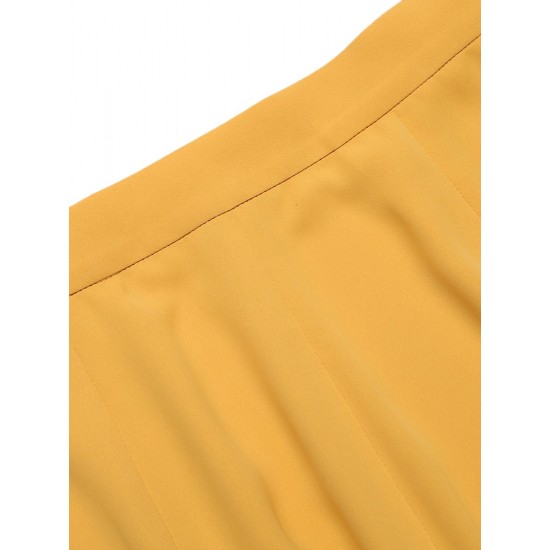 Yellow  Ruffled Pockets Shorts