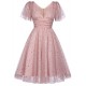 Pink  Star Sequin Lace Swing Dress