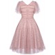 Pink  Star Sequin Lace Swing Dress