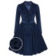 Navy Blue  Velvet Long Coat