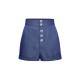 Denim Blue  Solid Buttons Shorts