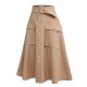 Khaki  Big Pockets Button Skirt