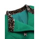 Green  Leopard Patchwork Button Coat