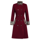 Wine Red  Leopard Patchwork Button Coat