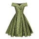 Green  Off-Shoulder Vintage Dress