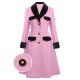 Pink  Velvet Patchwork Button Coat