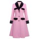 Pink  Velvet Patchwork Button Coat