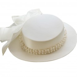 White  Pearl Bow Knot Hat