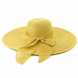 Ribbon Wide Brim Raffia Sun Hat