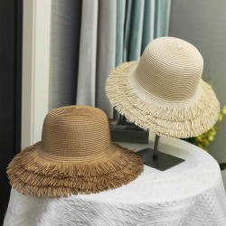  Solid Tassel Raffia Sun Hat