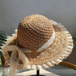  Hand-Made Lace Bow Sun Hat