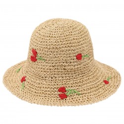 Beige  Rose Straw Sun Hat