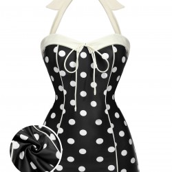 Black  Polka Dots Halter Swimsuit