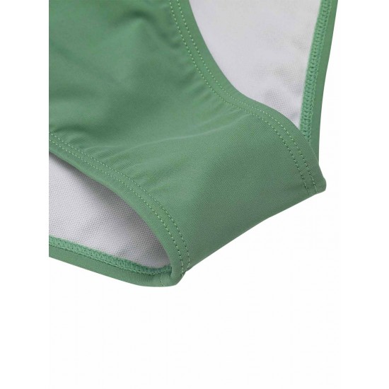 Green  Peony Halter One-Piece Swimsuit