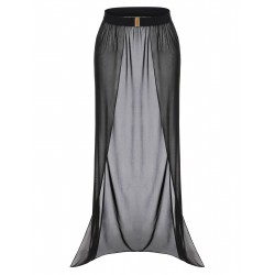 Black  Solid Long Skirt Cover-up