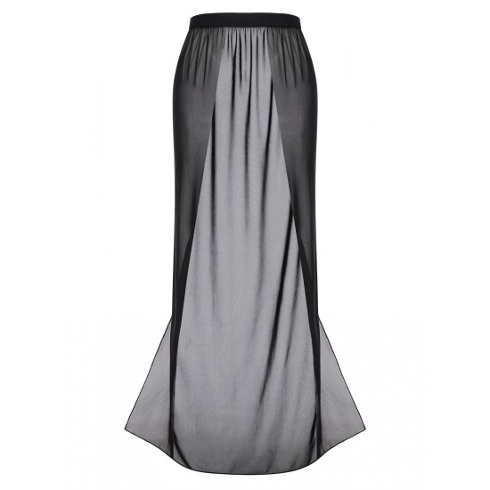 Black  Solid Long Skirt Cover-up