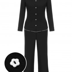 3PCS Black  Solid Pajamas