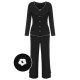 3PCS Black  Solid Pajamas