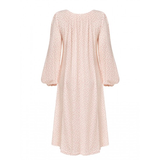 Pink  Puff Sleeves Knitted Nightgown