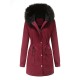  Solid Zipper Fur Trimmed Coat